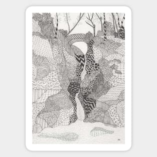 Janet's Foss, near Malham, Yorkshire - Zentangle landscape Sticker